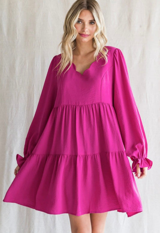 Magenta Scallop Dress - Divine - Divine - Magenta Scallop Dress - Divine - Divine - Magenta Scallop Dress - Small - - Small - -