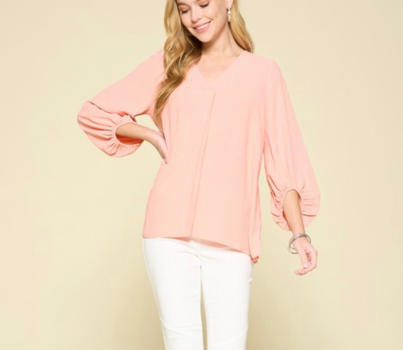 Peach Long Sleeve Top - Divine - Divine - Peach Long Sleeve Top - Small - -